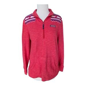 Vineyard Vines Shep Shirt 1/4 Zip Whale Isle Shoulder Red Women's Small